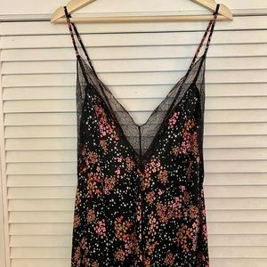 Long Victoria’s Secret Slip Dress in XL in Black with star/floral print